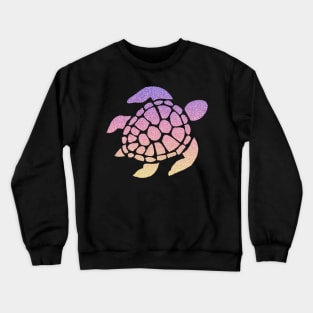 Pastel Sunset Ombre Faux Glitter Turtle Crewneck Sweatshirt